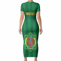 Personalized Turkmenistan Short Sleeve Bodycon Dress Happy Independence Day