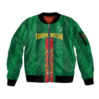 Personalized Turkmenistan Sleeve Zip Bomber Jacket Happy Independence Day
