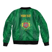 Personalized Turkmenistan Sleeve Zip Bomber Jacket Happy Independence Day