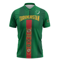 Personalized Turkmenistan Zipper Polo Shirt Happy Independence Day