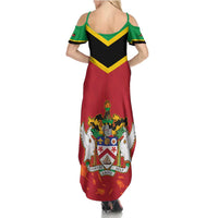 St Kitts and Nevis 42nd Independence Day Family Matching Summer Maxi Dress and Hawaiian Shirt Country Above Self LT01