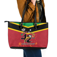 St Kitts and Nevis 42nd Independence Day Leather Tote Bag Country Above Self - Wonder Print Shop
