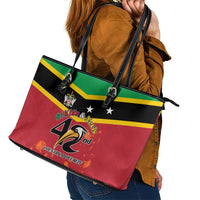 St Kitts and Nevis 42nd Independence Day Leather Tote Bag Country Above Self - Wonder Print Shop