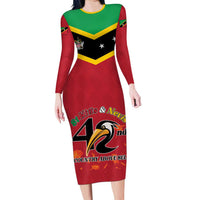 St Kitts and Nevis 42nd Independence Day Long Sleeve Bodycon Dress Country Above Self LT01