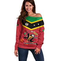 St Kitts and Nevis 42nd Independence Day Off Shoulder Sweater Country Above Self LT01