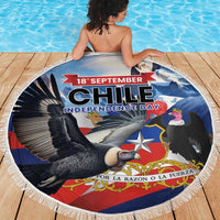 Chile Independence Day 18th September Beach Blanket Andean Condor Flying - Wonder Print Shop