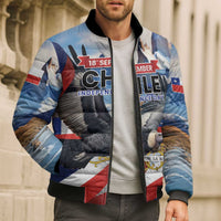 Personalized Chile Independence Day 18th September Bomber Puffer Jacket Andean Condor Flying - Wonder Print Shop