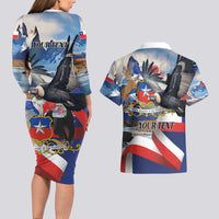Personalized Chile Independence Day 18th September Couples Matching Long Sleeve Bodycon Dress and Hawaiian Shirt Andean Condor Flying - Wonder Print Shop