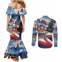 Personalized Chile Independence Day 18th September Couples Matching Mermaid Dress and Long Sleeve Button Shirt Andean Condor Flying - Wonder Print Shop