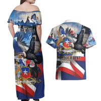 Personalized Chile Independence Day 18th September Couples Matching Off Shoulder Maxi Dress and Hawaiian Shirt Andean Condor Flying - Wonder Print Shop