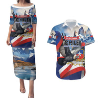 Personalized Chile Independence Day 18th September Couples Matching Puletasi and Hawaiian Shirt Andean Condor Flying - Wonder Print Shop