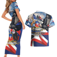 Personalized Chile Independence Day 18th September Couples Matching Short Sleeve Bodycon Dress and Hawaiian Shirt Andean Condor Flying - Wonder Print Shop