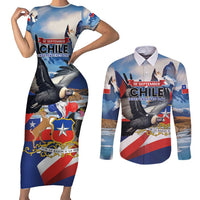 Personalized Chile Independence Day 18th September Couples Matching Short Sleeve Bodycon Dress and Long Sleeve Button Shirt Andean Condor Flying - Wonder Print Shop