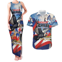 Personalized Chile Independence Day 18th September Couples Matching Tank Maxi Dress and Hawaiian Shirt Andean Condor Flying - Wonder Print Shop