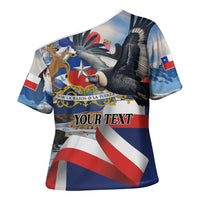 Personalized Chile Independence Day 18th September Cross Shoulder Shirt Andean Condor Flying - Wonder Print Shop