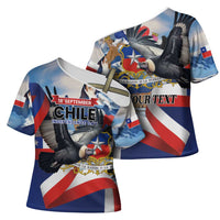 Personalized Chile Independence Day 18th September Cross Shoulder Shirt Andean Condor Flying - Wonder Print Shop