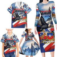 Personalized Chile Independence Day 18th September Family Matching Long Sleeve Bodycon Dress and Hawaiian Shirt Andean Condor Flying - Wonder Print Shop