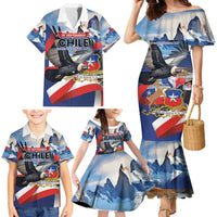 Personalized Chile Independence Day 18th September Family Matching Mermaid Dress and Hawaiian Shirt Andean Condor Flying - Wonder Print Shop