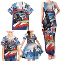 Personalized Chile Independence Day 18th September Family Matching Tank Maxi Dress and Hawaiian Shirt Andean Condor Flying - Wonder Print Shop