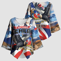 Personalized Chile Independence Day 18th September Kimono Sleeve Blouse Andean Condor Flying - Wonder Print Shop