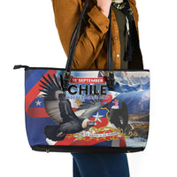 Chile Independence Day 18th September Leather Tote Bag Andean Condor Flying - Wonder Print Shop