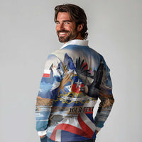 Personalized Chile Independence Day 18th September Long Sleeve Polo Shirt Andean Condor Flying - Wonder Print Shop