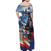 Personalized Chile Independence Day 18th September Off Shoulder Maxi Dress Andean Condor Flying - Wonder Print Shop