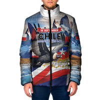 Personalized Chile Independence Day 18th September Padded Jacket Andean Condor Flying - Wonder Print Shop