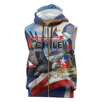 Personalized Chile Independence Day 18th September Sleeveless Zip Hoodie Andean Condor Flying - Wonder Print Shop
