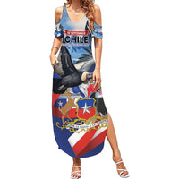 Personalized Chile Independence Day 18th September Summer Maxi Dress Andean Condor Flying - Wonder Print Shop