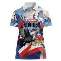 Personalized Chile Independence Day 18th September Women Polo Shirt Andean Condor Flying - Wonder Print Shop