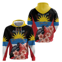 Personalized Antigua and Barbuda Hoodie Magnificent Frigatebird Hibiscus - Wonder Print Shop