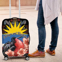 Antigua and Barbuda Luggage Cover Magnificent Frigatebird Hibiscus - Wonder Print Shop