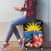 Antigua and Barbuda Luggage Cover Magnificent Frigatebird Hibiscus - Wonder Print Shop