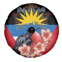 Antigua and Barbuda Spare Tire Cover Magnificent Frigatebird Hibiscus - Wonder Print Shop