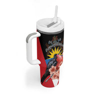 Personalized Antigua and Barbuda Tumbler With Handle Magnificent Frigatebird Hibiscus - Wonder Print Shop