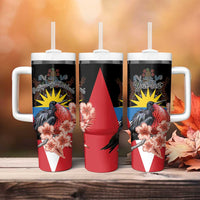Personalized Antigua and Barbuda Tumbler With Handle Magnificent Frigatebird Hibiscus - Wonder Print Shop