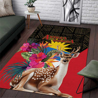 Antigua and Barbuda Area Rug Fallow Deer Tropical Bouquet - Wonder Print Shop
