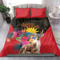 Antigua and Barbuda Bedding Set Fallow Deer Tropical Bouquet - Wonder Print Shop