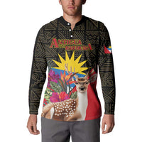 Personalized Antigua and Barbuda Button Sweatshirt Fallow Deer Tropical Bouquet - Wonder Print Shop