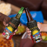 Personalized Antigua and Barbuda 4 in 1 Can Cooler Tumbler Fallow Deer Tropical Bouquet - Wonder Print Shop