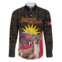 Personalized Antigua and Barbuda Family Matching Puletasi and Hawaiian Shirt Fallow Deer Tropical Bouquet - Wonder Print Shop