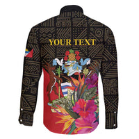 Personalized Antigua and Barbuda Family Matching Puletasi and Hawaiian Shirt Fallow Deer Tropical Bouquet - Wonder Print Shop