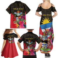 Personalized Antigua and Barbuda Family Matching Summer Maxi Dress and Hawaiian Shirt Fallow Deer Tropical Bouquet - Wonder Print Shop