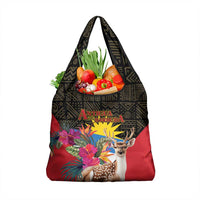 Antigua and Barbuda Grocery Bag Fallow Deer Tropical Bouquet