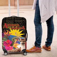 Antigua and Barbuda Luggage Cover Fallow Deer Tropical Bouquet - Wonder Print Shop