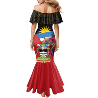 Personalized Antigua and Barbuda Mermaid Dress Fallow Deer Tropical Bouquet - Wonder Print Shop