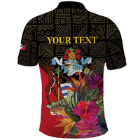 Personalized Antigua and Barbuda Polo Shirt Fallow Deer Tropical Bouquet - Wonder Print Shop