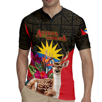 Personalized Antigua and Barbuda Rugby Jersey Fallow Deer Tropical Bouquet - Wonder Print Shop