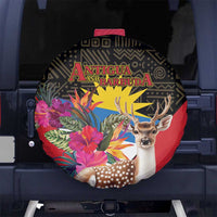 Antigua and Barbuda Spare Tire Cover Fallow Deer Tropical Bouquet - Wonder Print Shop